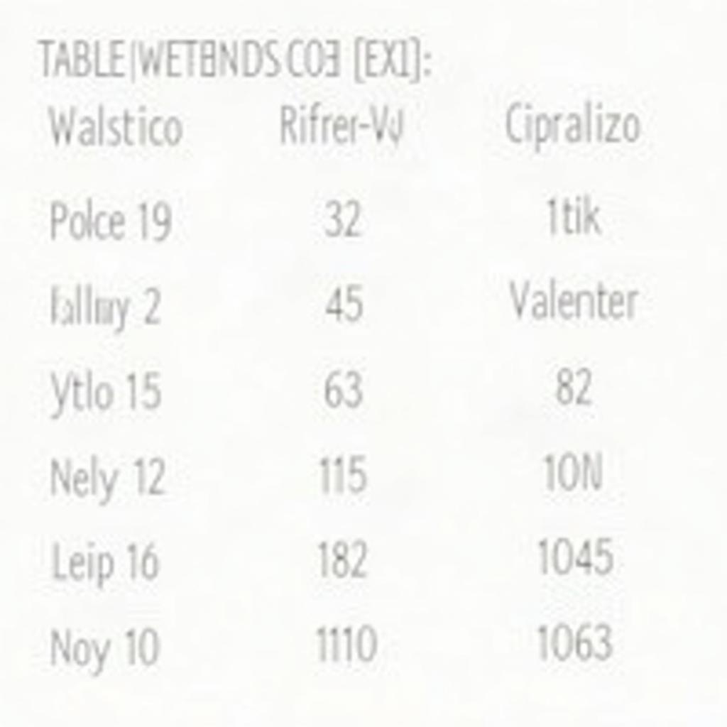 Valence Table