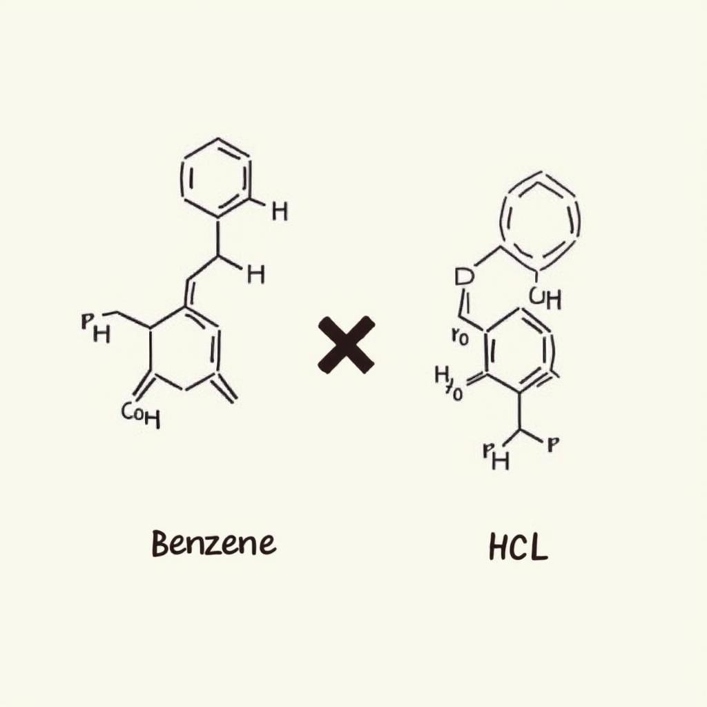 Benzen và HCl không phản ứng