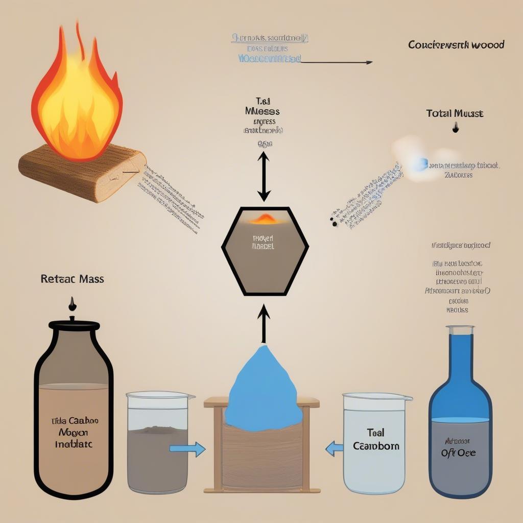 Minh họa Định Luật Bảo Toàn Khối Lượng trong Phản Ứng Đốt Cháy Gỗ
