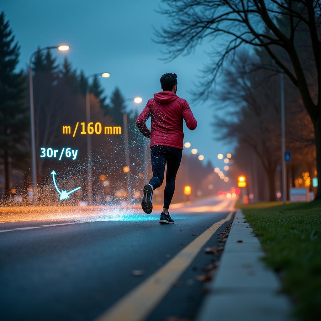 Person Running with Speed Displayed in both m/s and km/h