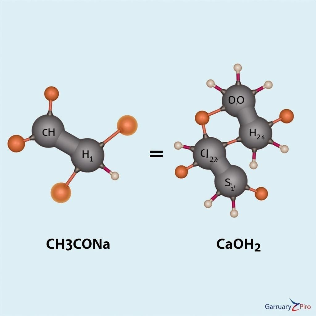 Mô hình phân tử của phản ứng CH3COONa và Ca(OH)2