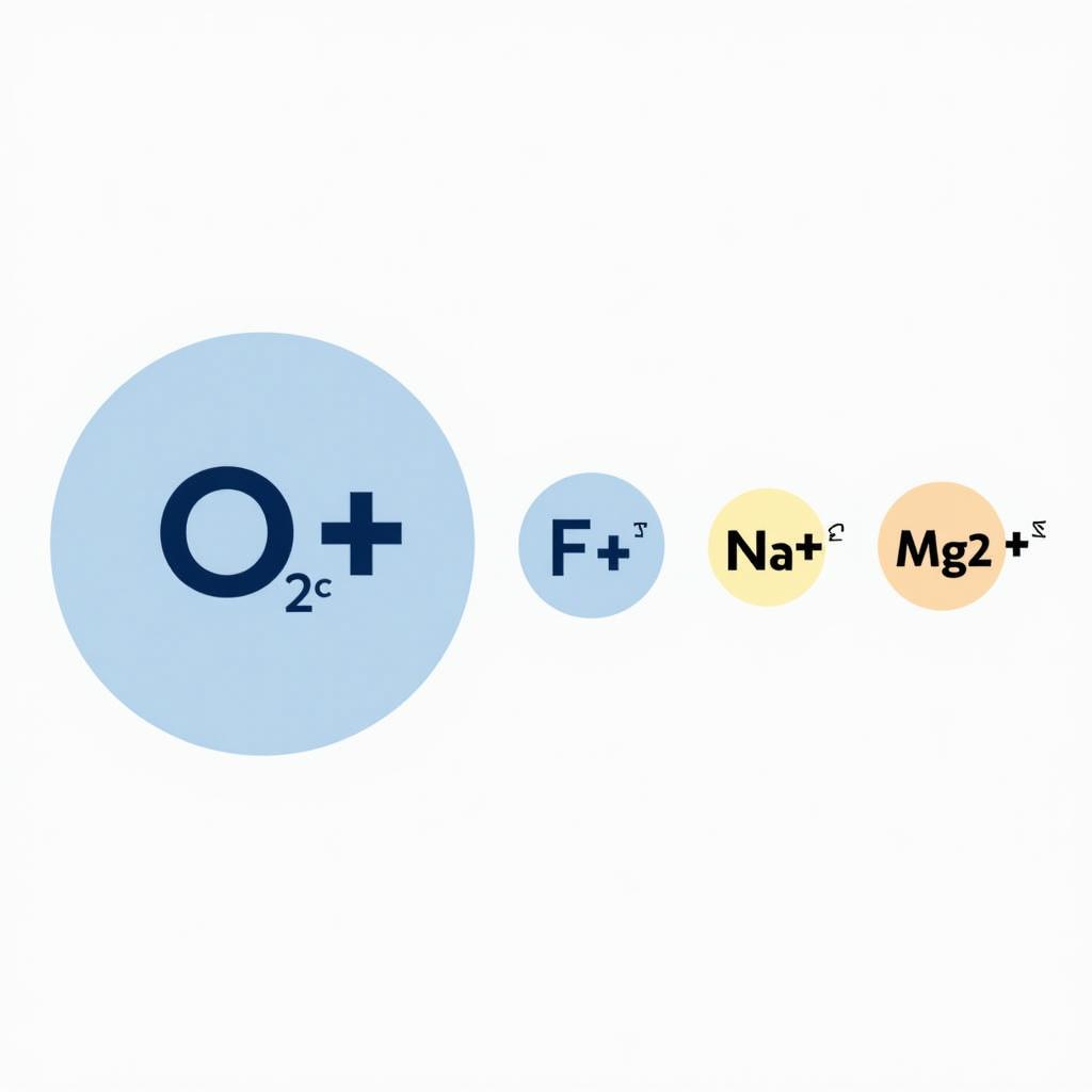 So sánh bán kính ion O2-, F-, Na+, Mg2+