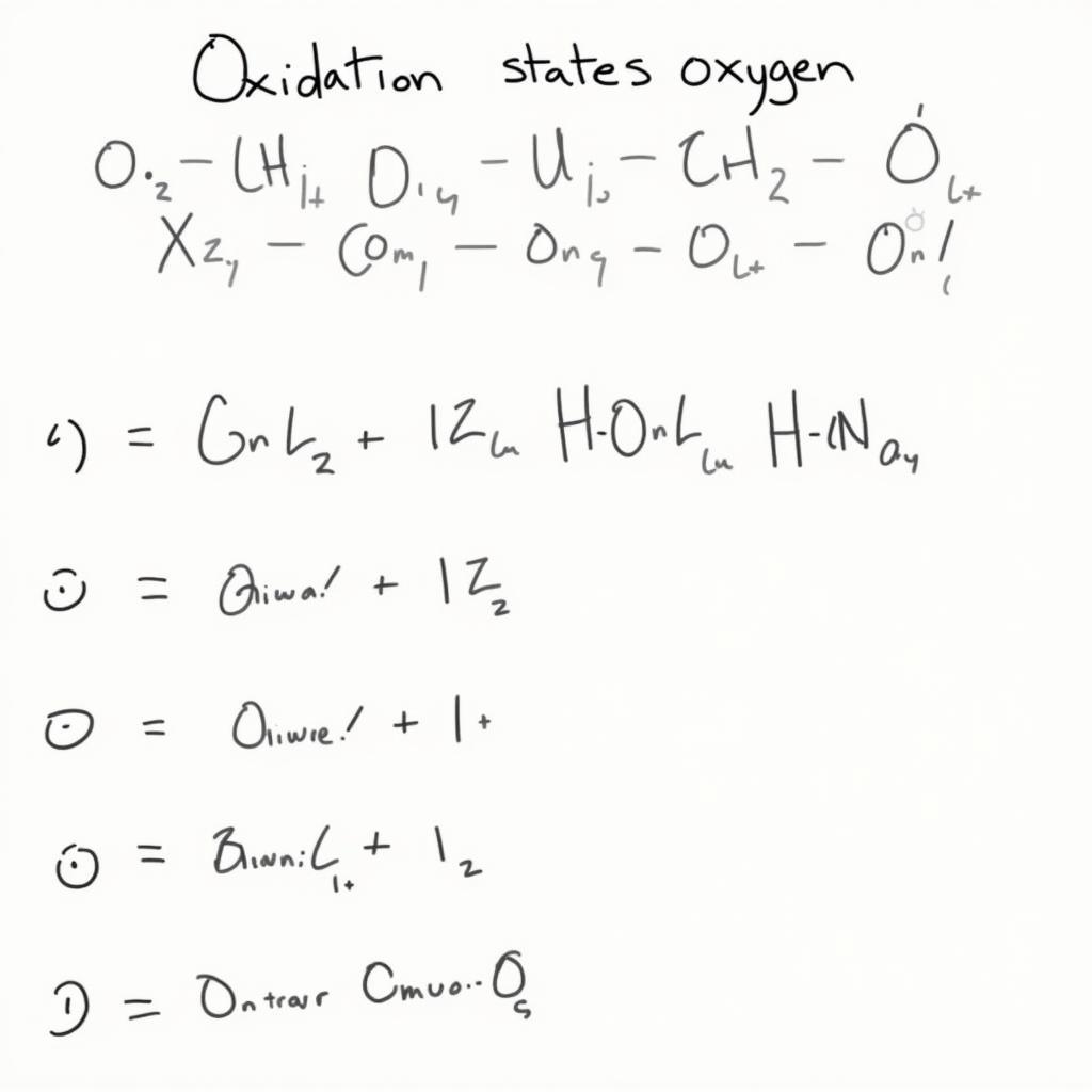 Các trạng thái oxi hóa của oxi