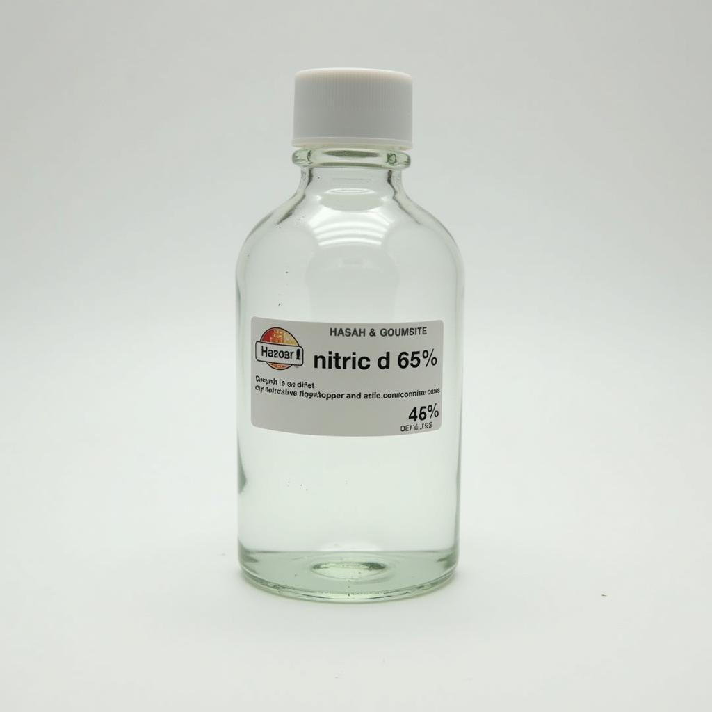 Hình ảnh axit nitric 65% trong chai thủy tinh