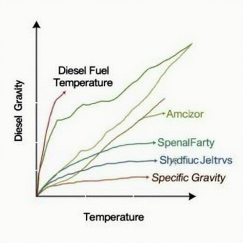 Biểu đồ thể hiện mối quan hệ giữa nhiệt độ và trọng lượng riêng của dầu diesel