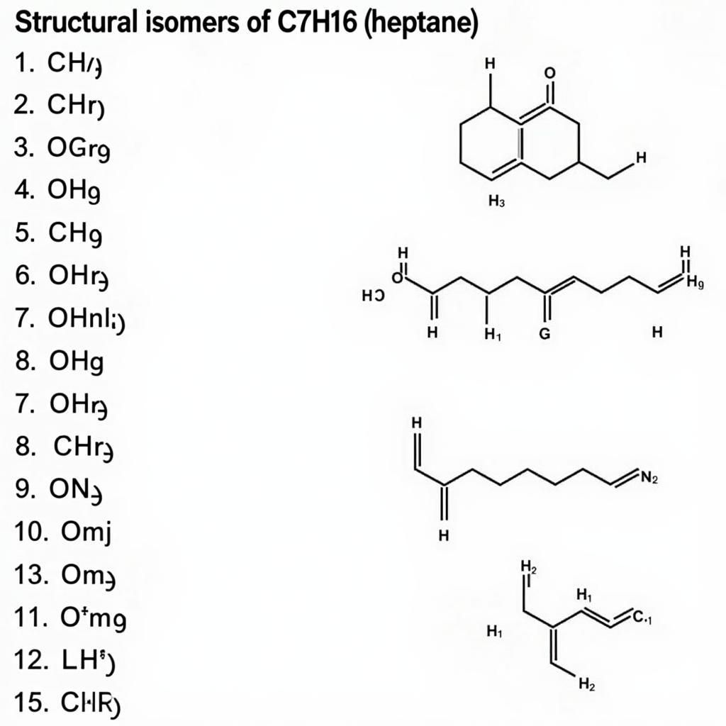 Danh sách 9 đồng phân cấu tạo của C7H16
