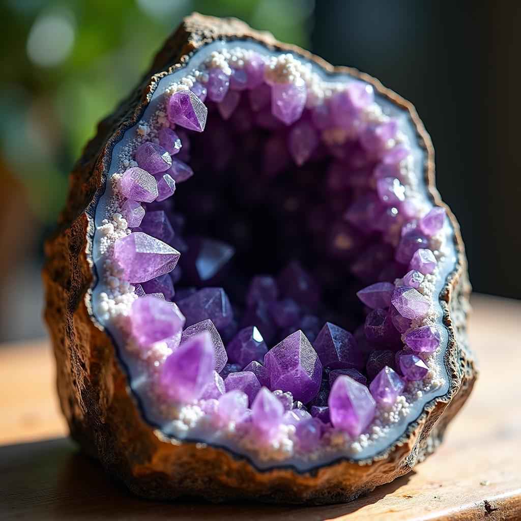 Hốc tinh thể Amethyst lấp lánh