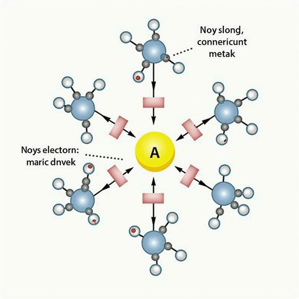 Kim loại không dẫn điện: Hình ảnh minh họa cấu trúc nguyên tử đặc biệt của một kim loại không dẫn điện, làm nổi bật sự sắp xếp electron hạn chế khả năng di chuyển của chúng.