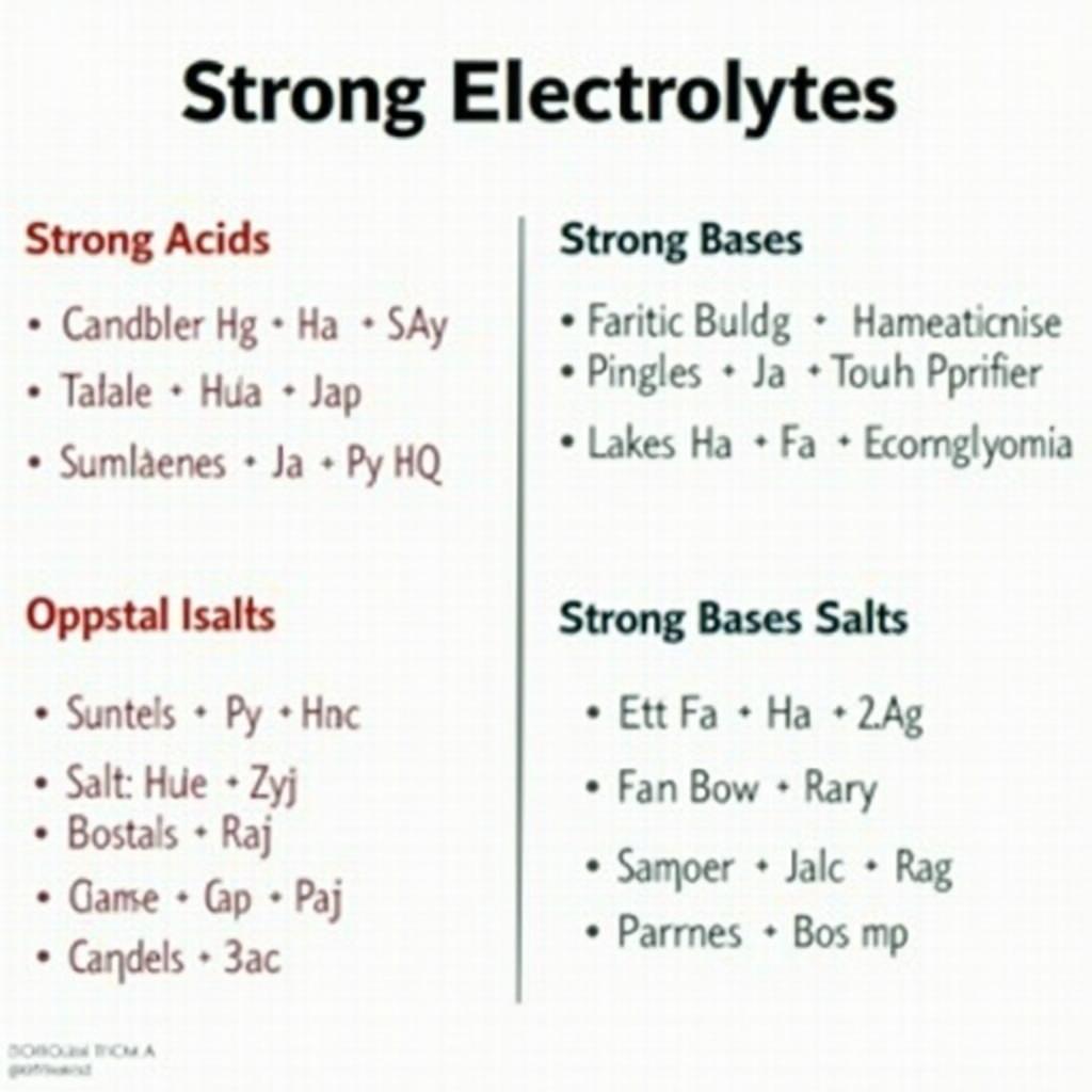 Phân loại chất điện li mạnh