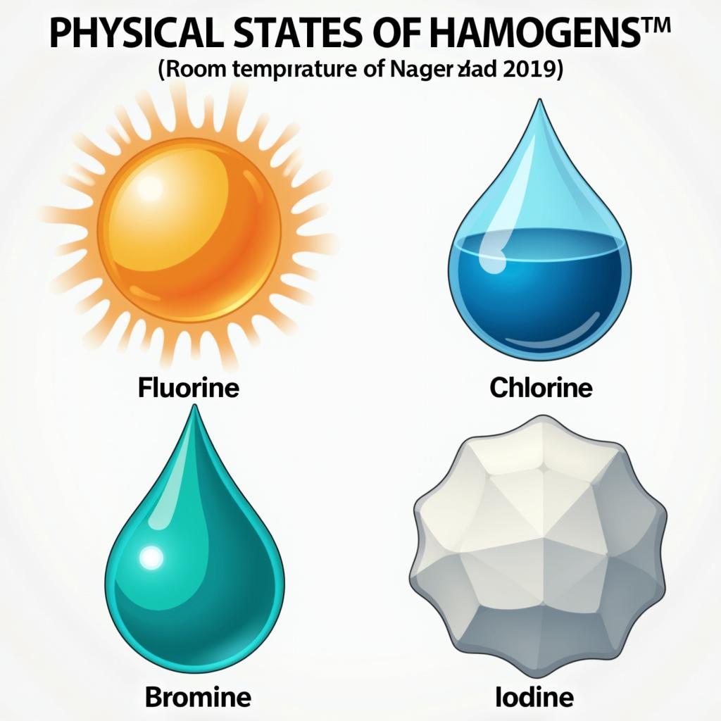 Trạng thái vật lý của các đơn chất halogen