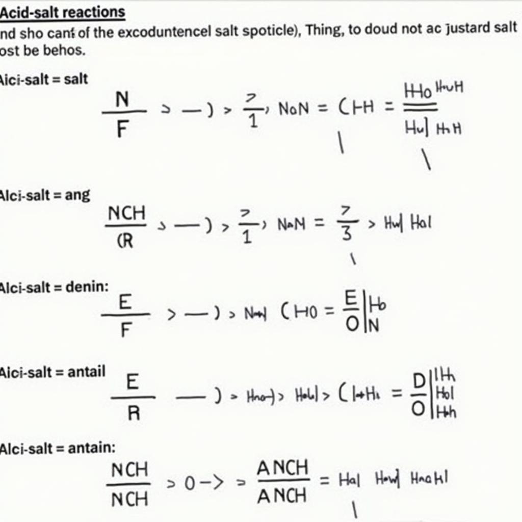 Ví dụ về phản ứng giữa muối và axit